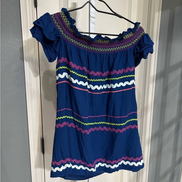 Red Carter RickRack Trim Off the Shoulder Mini Dress Size Small - Picture 3 of 5